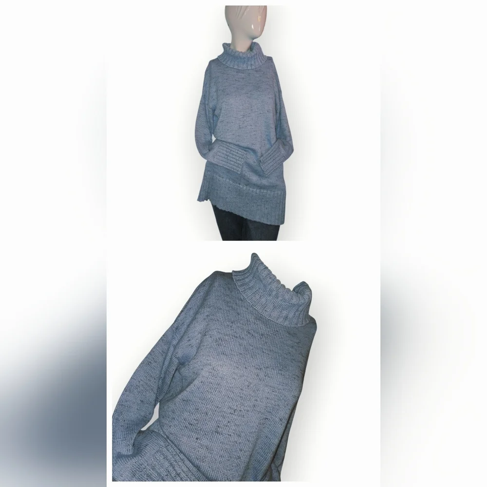 J. Jill Light Blue Comfortable Cozy Knit Turtleneck Sweater ~‎ Size Medium